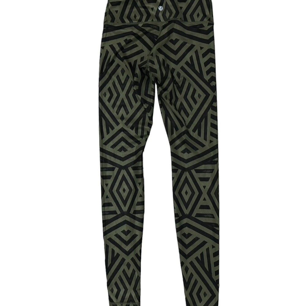 Lululemon Wunder Under Leggings Luxtreme Chevron Shuffle Fatigue Green Sz 4 - Picture 12 of 14